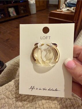 LOFT Gold and Clear Hoop Earrings